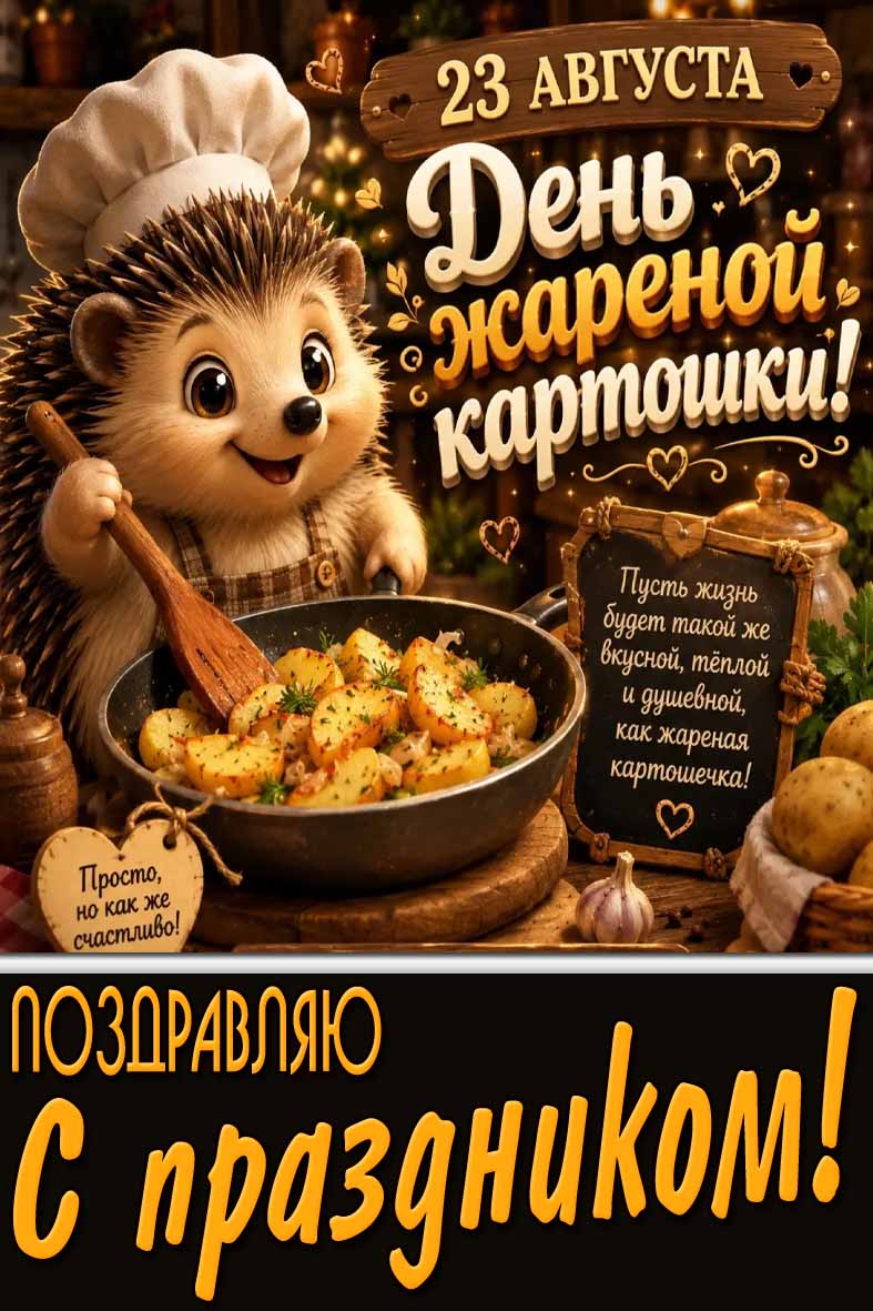 Прикольная картинка 23 августа - день жареной картошки! Поздравляю с праздником!