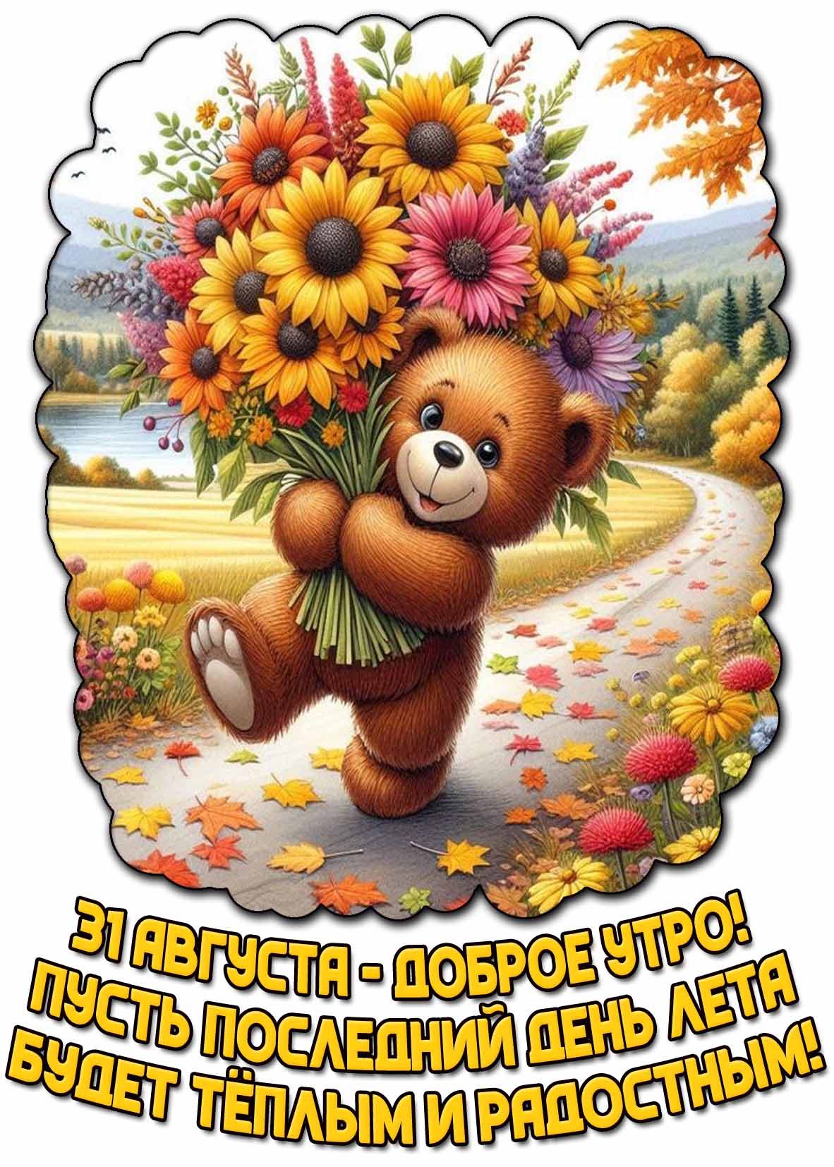 Прикольная картинка 31 августа - Доброе утро! Пусть последний день лета будет тёплым и радостным!
