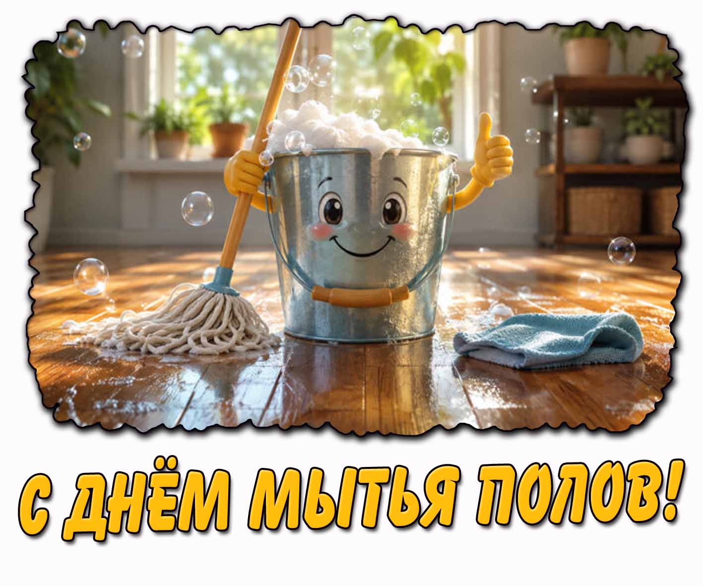 Прикольная открытка с днём мытья полов