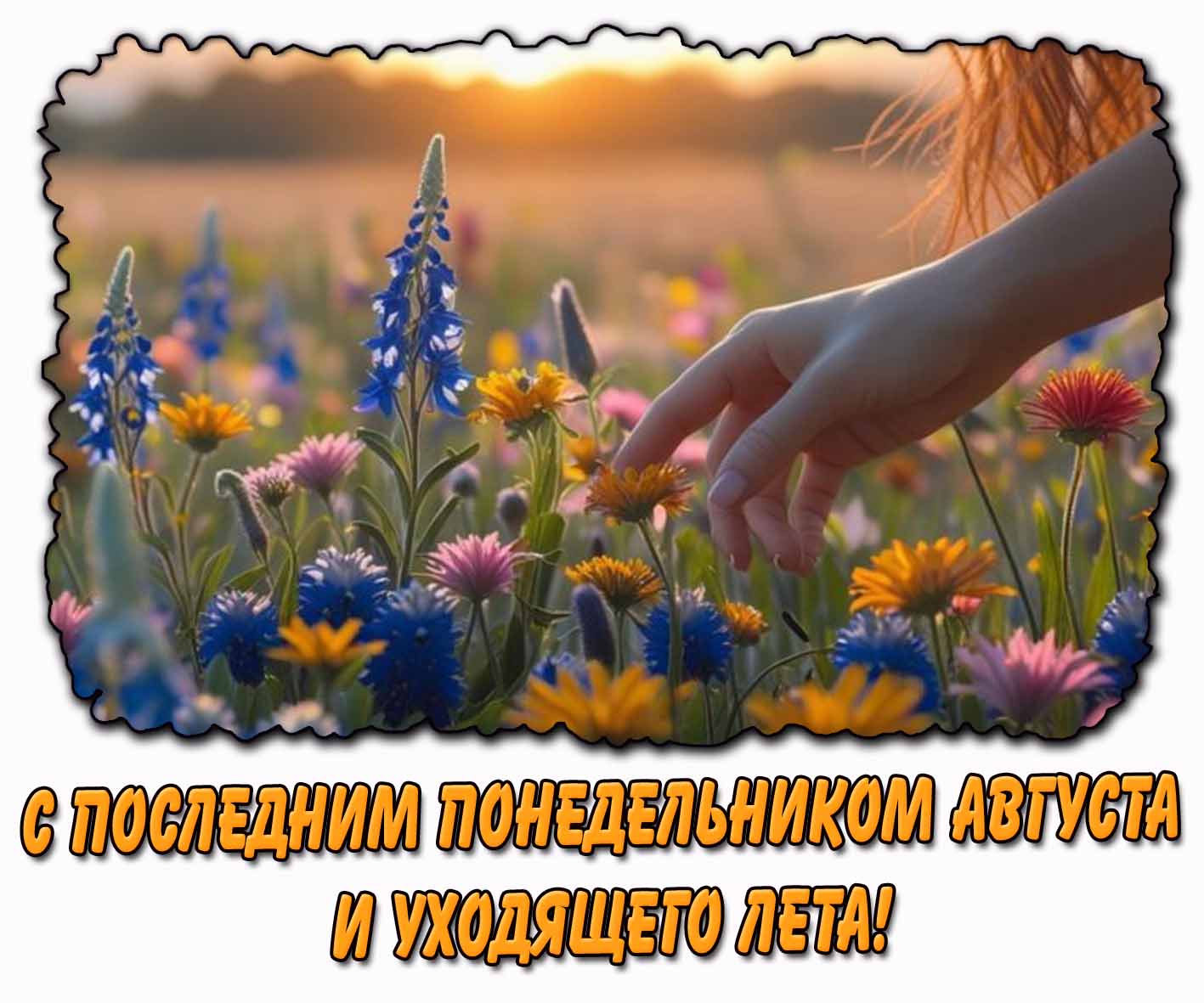 С последним понедельником августа и уходящего лета! - открытка с цветами