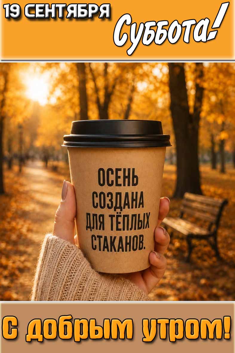 Картинка "19 сентября суббота! С добрым утром! Осень создана для тёплых стаканов!"