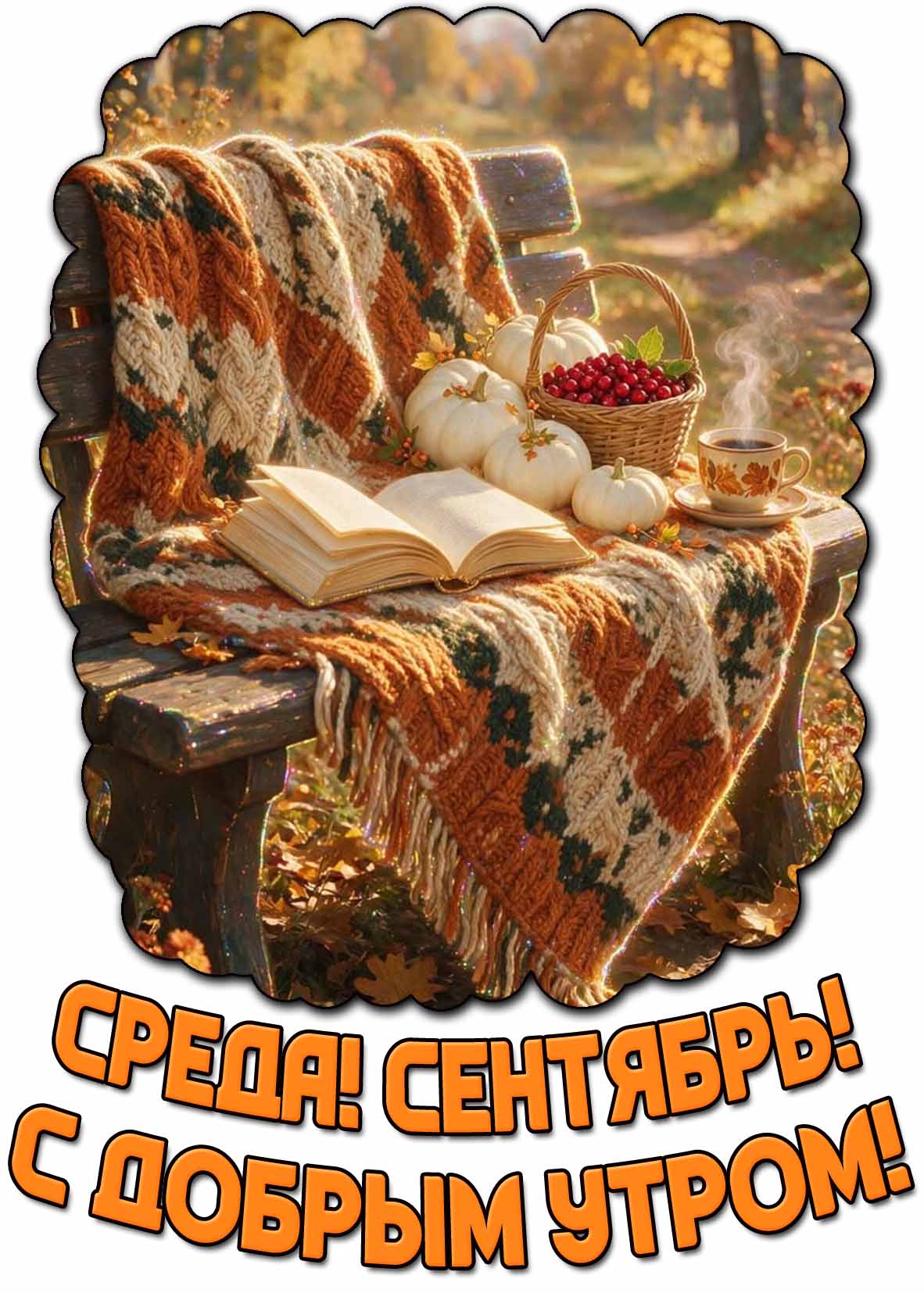 Открытка "Среда! Сентябрь! С добрым утром!"