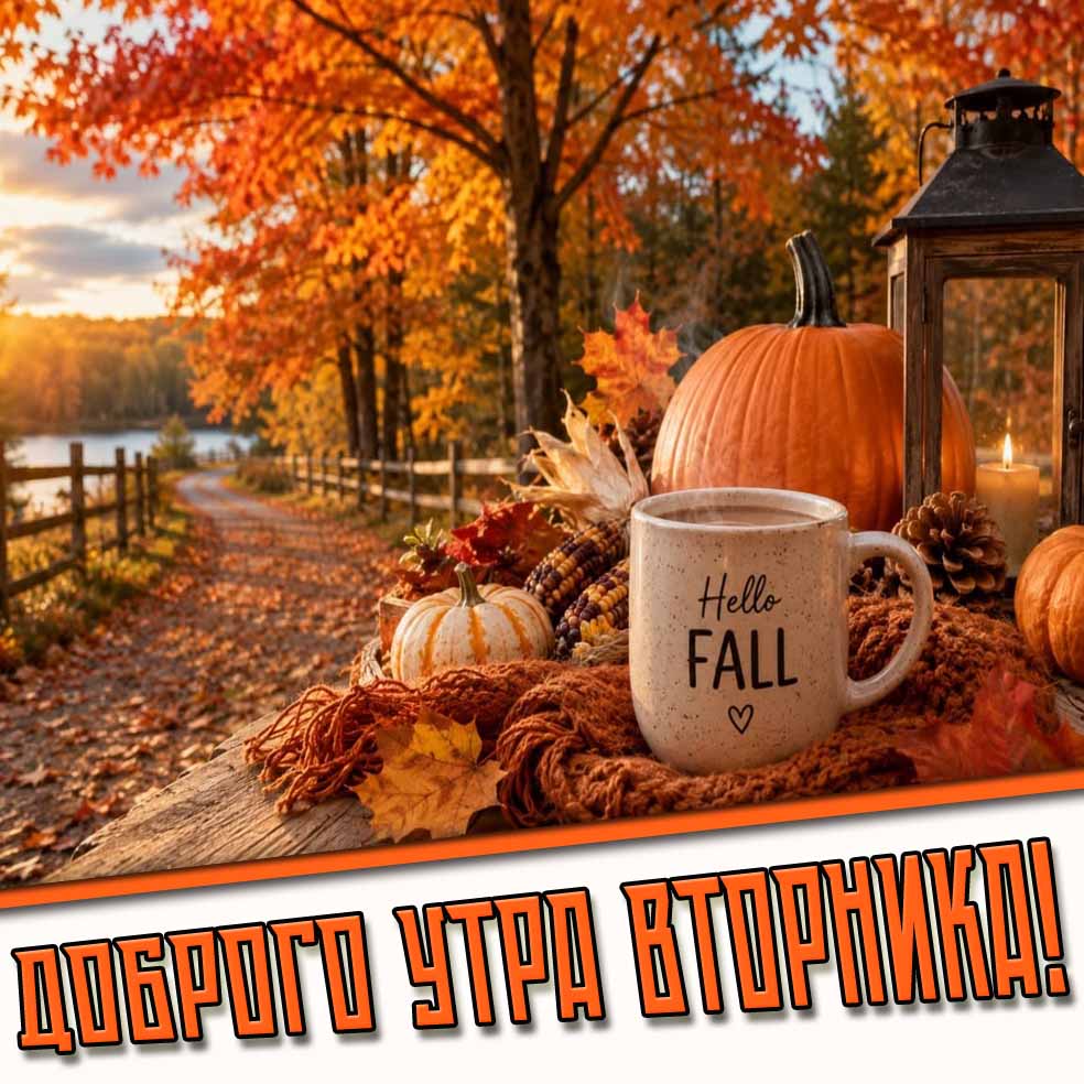 Доброго утра вторника! - осенняя открытка