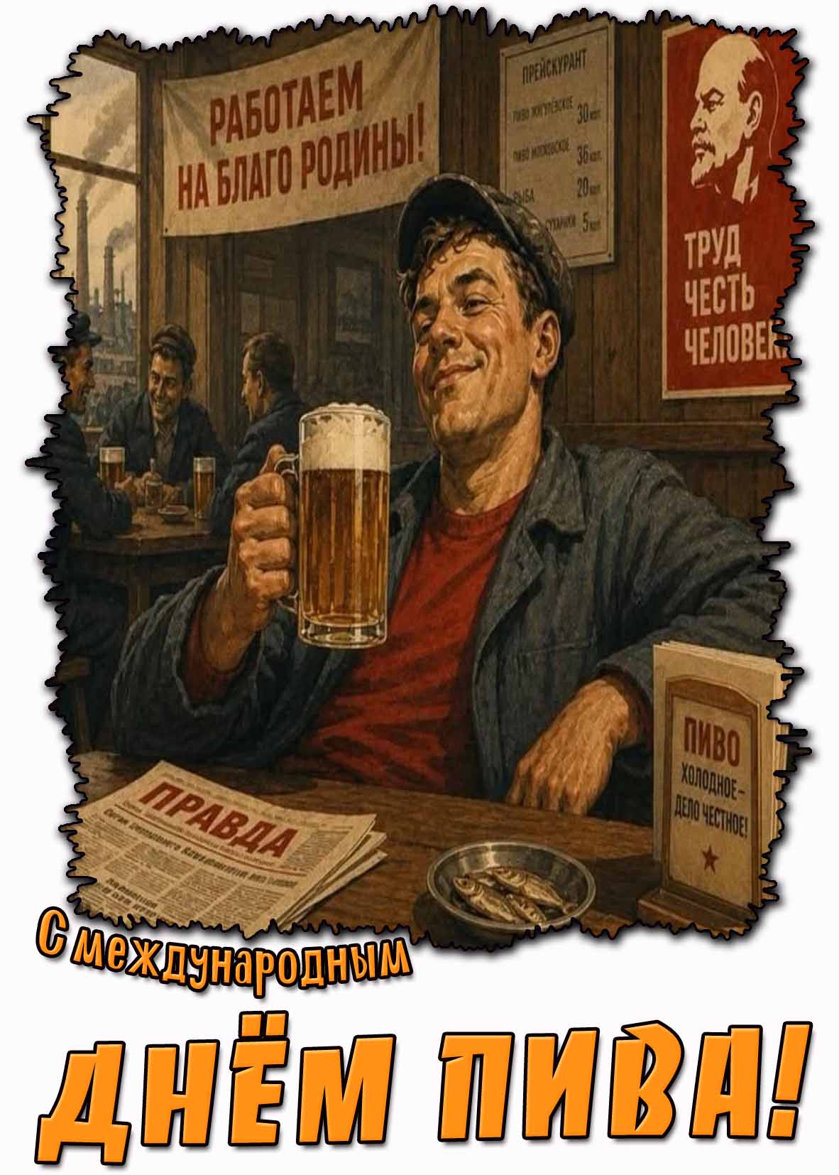 Советская картинка с Международным днём пива
