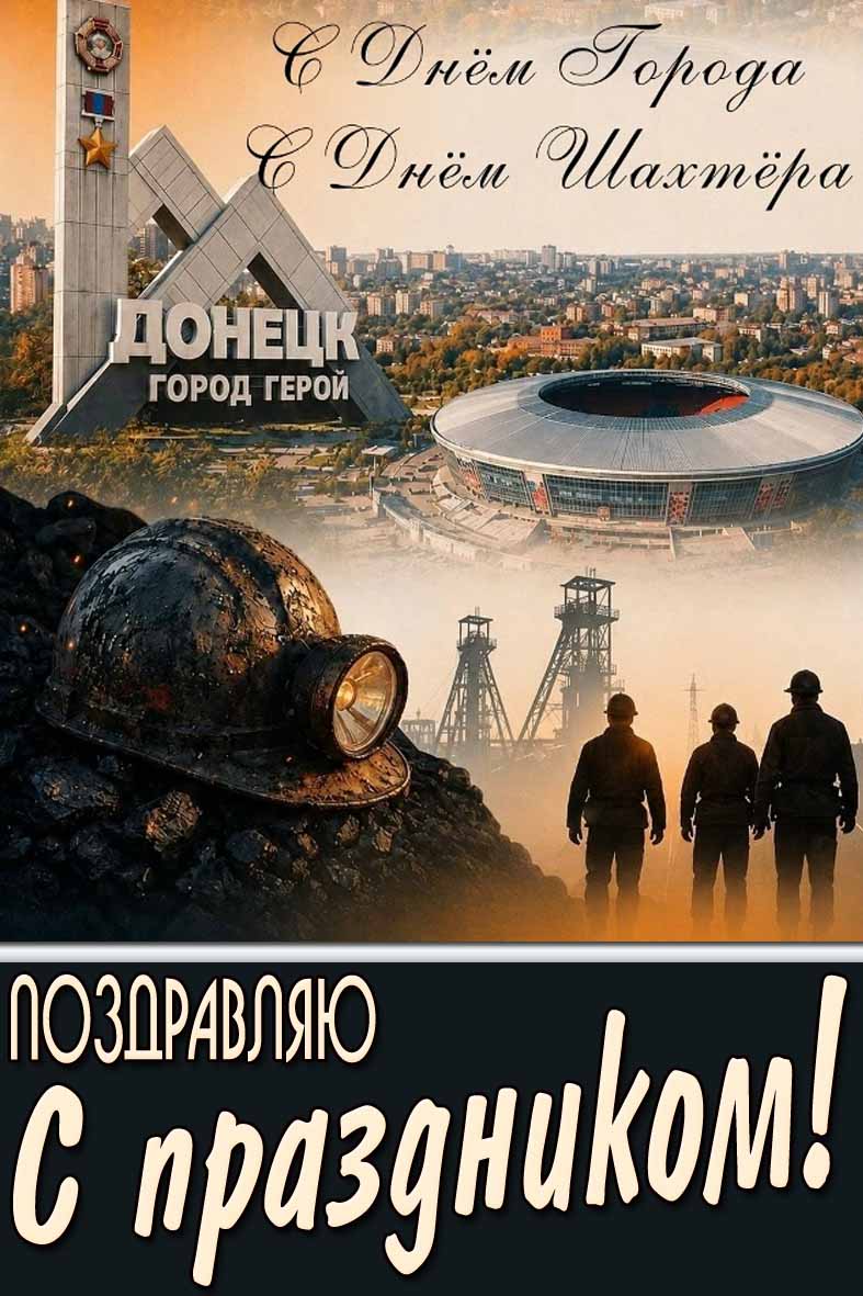 Стильная картинка "Донецк! С днём города! С днём шахтёра! Поздравляю с праздником!"