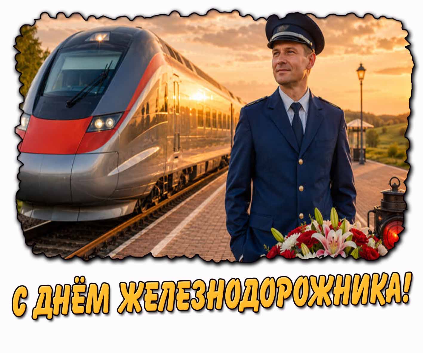 Стильная картинка с днём железнодорожника