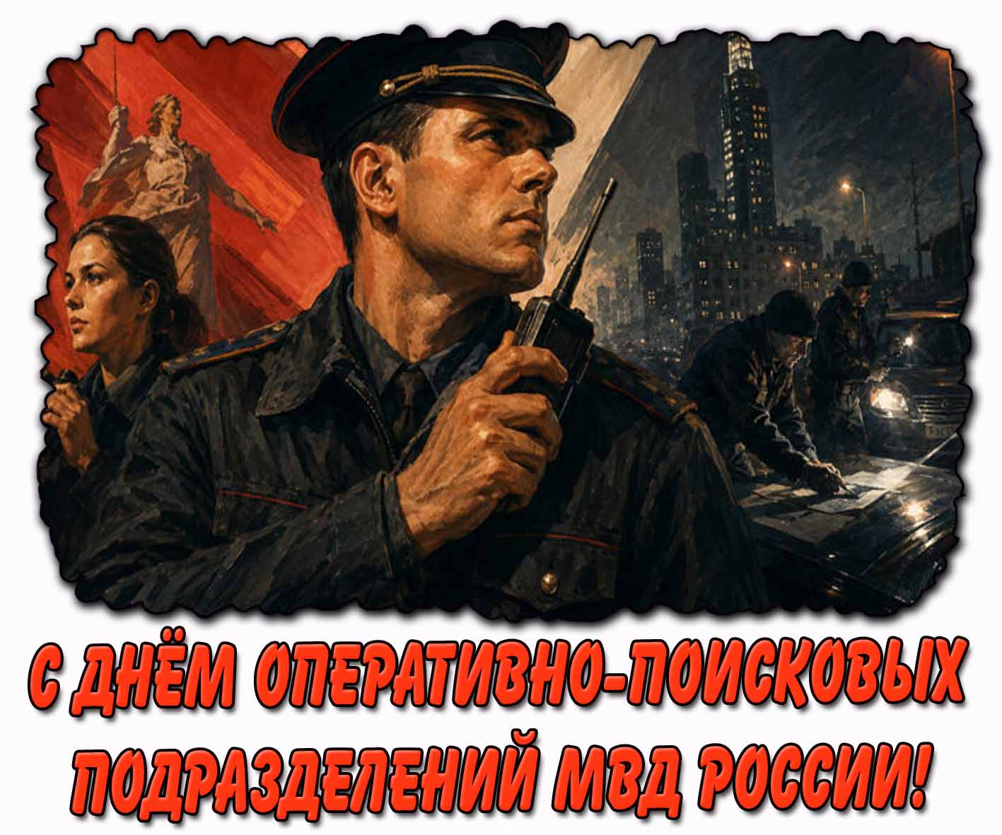 Стильная открытка с днём оперативно-поисковых подразделений МВД России