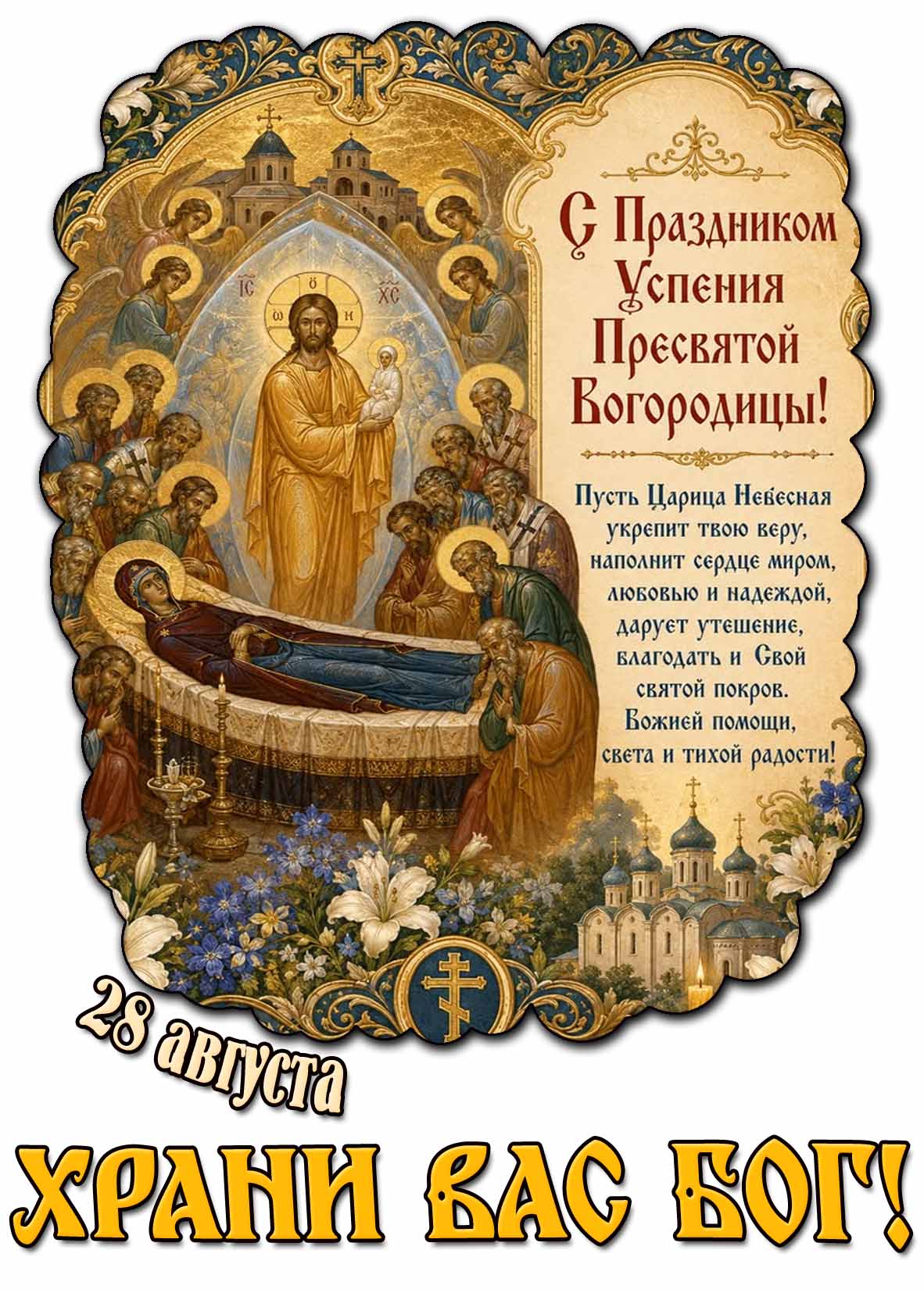 Картинка 28 августа - с праздником Успения Пресвятой Богородицы! Храни Вас Бог!