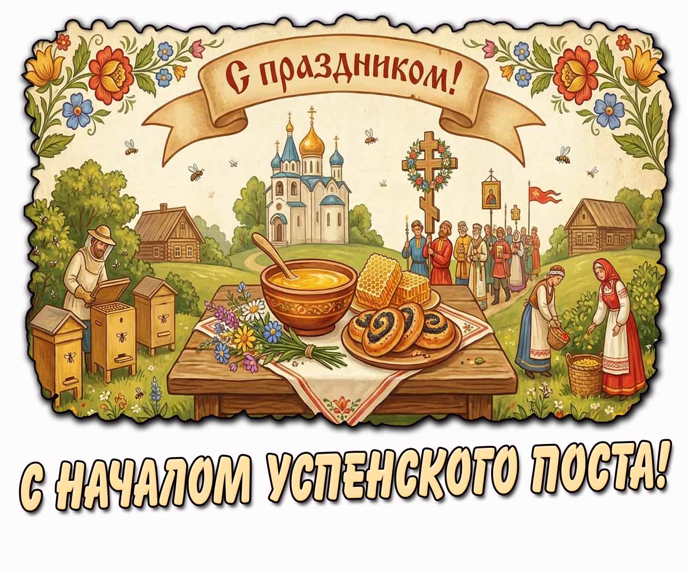 Открытка "С началом Успенского поста! С праздником!"