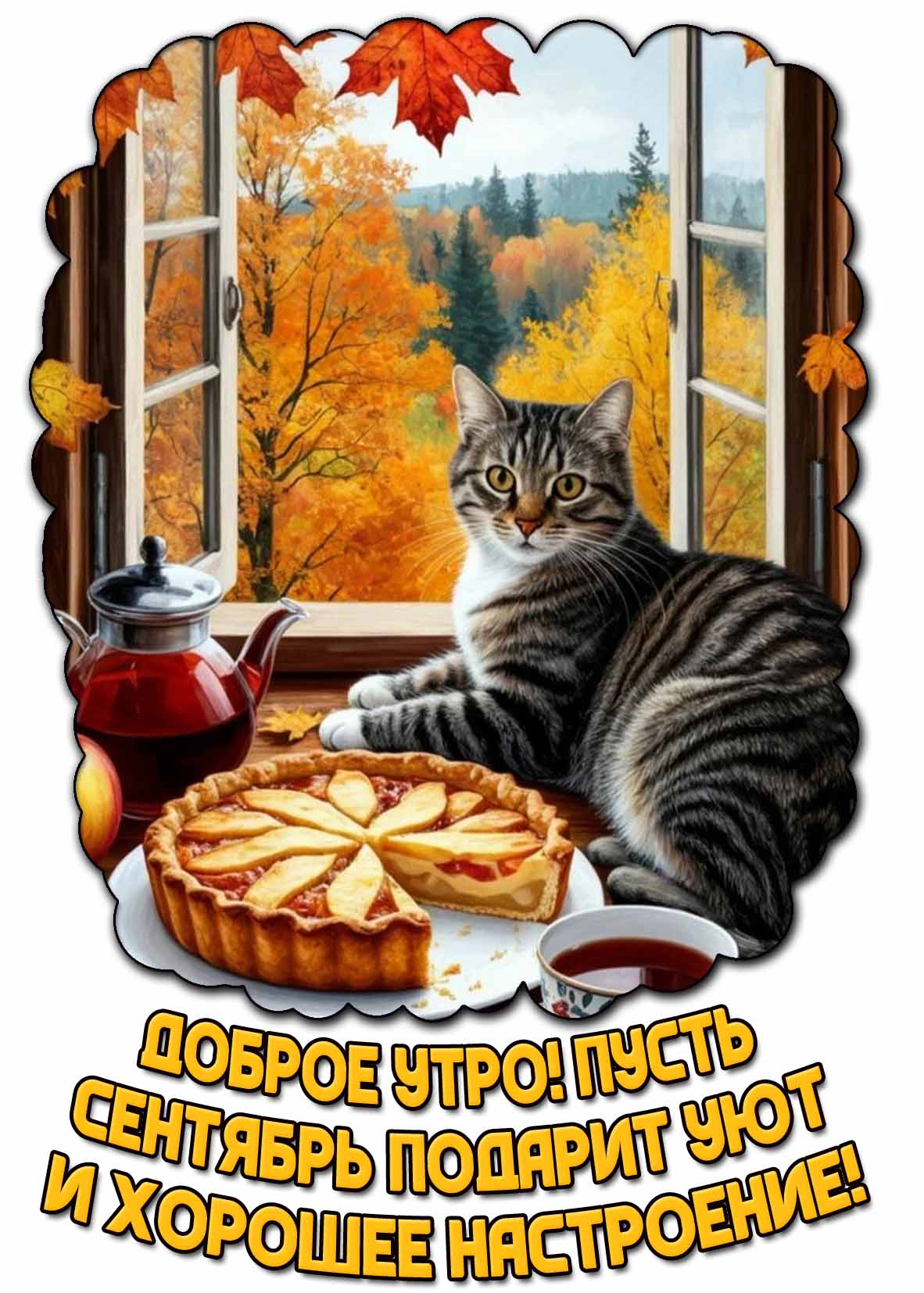 Картинка "Доброе утро! Пусть сентябрь подарит уют и хорошее настроение!"