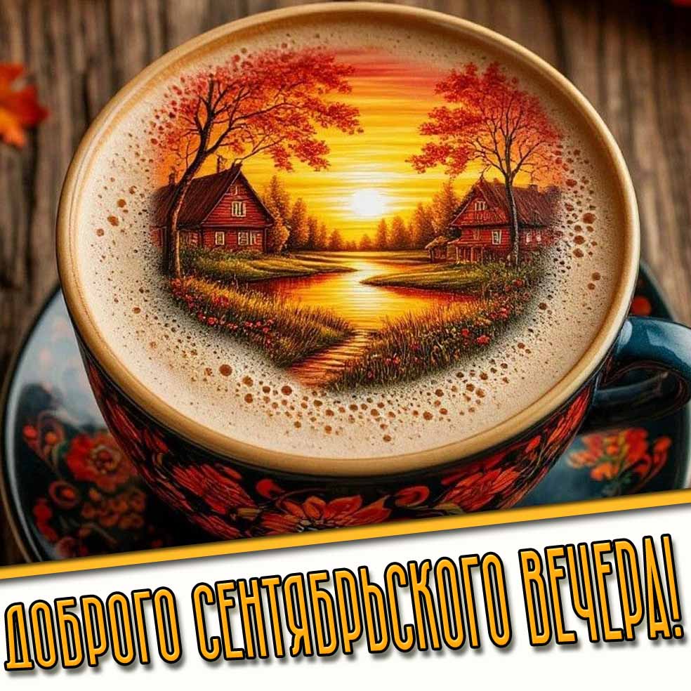 Креативная открытка доброго сентябрьского вечера
