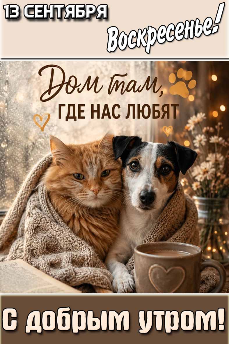 Картинка "13 сентября воскресенье! С добрым утром! Дом там, где нас любят!"