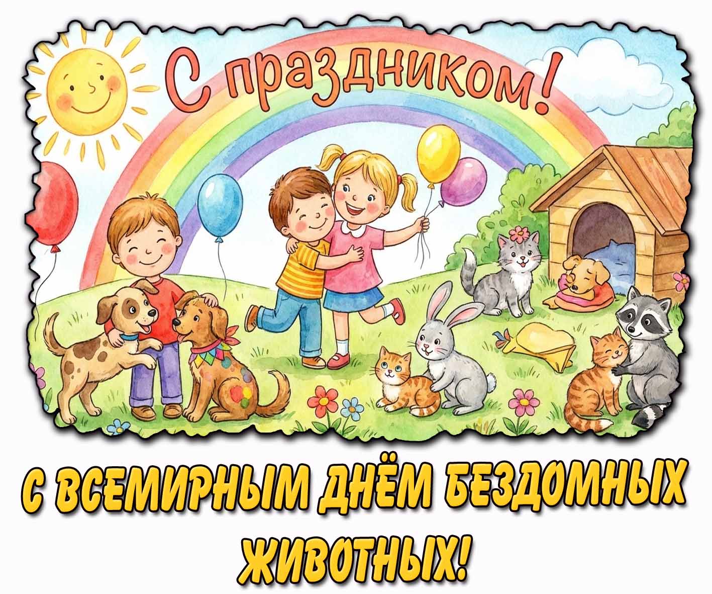 Детская картинка "С Всемирным днём бездомных животных! С праздником!"