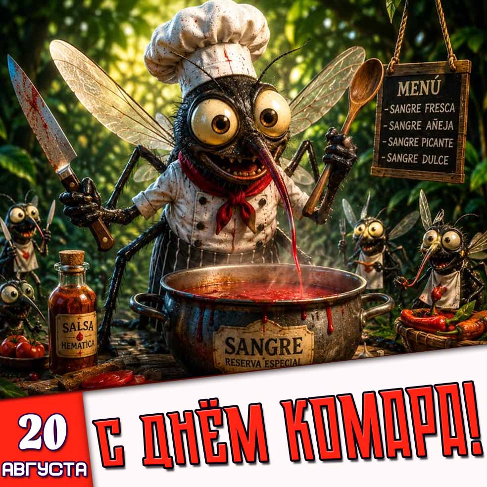 Прикольная картинка 20 августа - с днём комара!