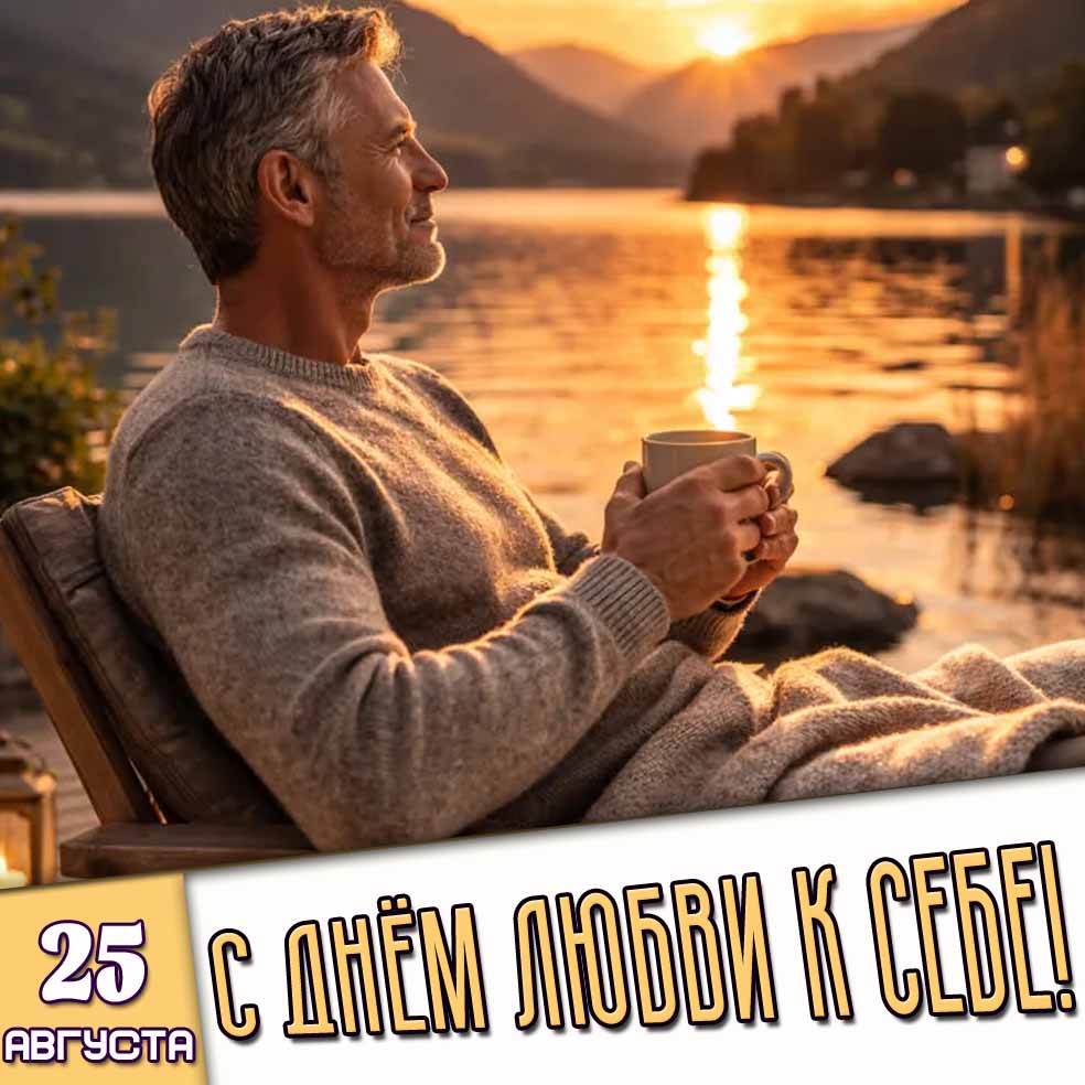 Открытка 25 августа - с днём любви к себе!