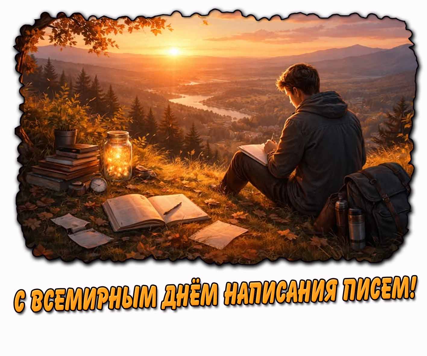 С Всемирным днём написания писем! - красивая открытка для мужчины