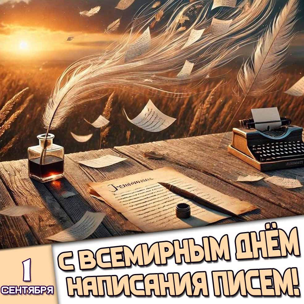 Открытка 1 сентября - с Всемирным днём написания писем!