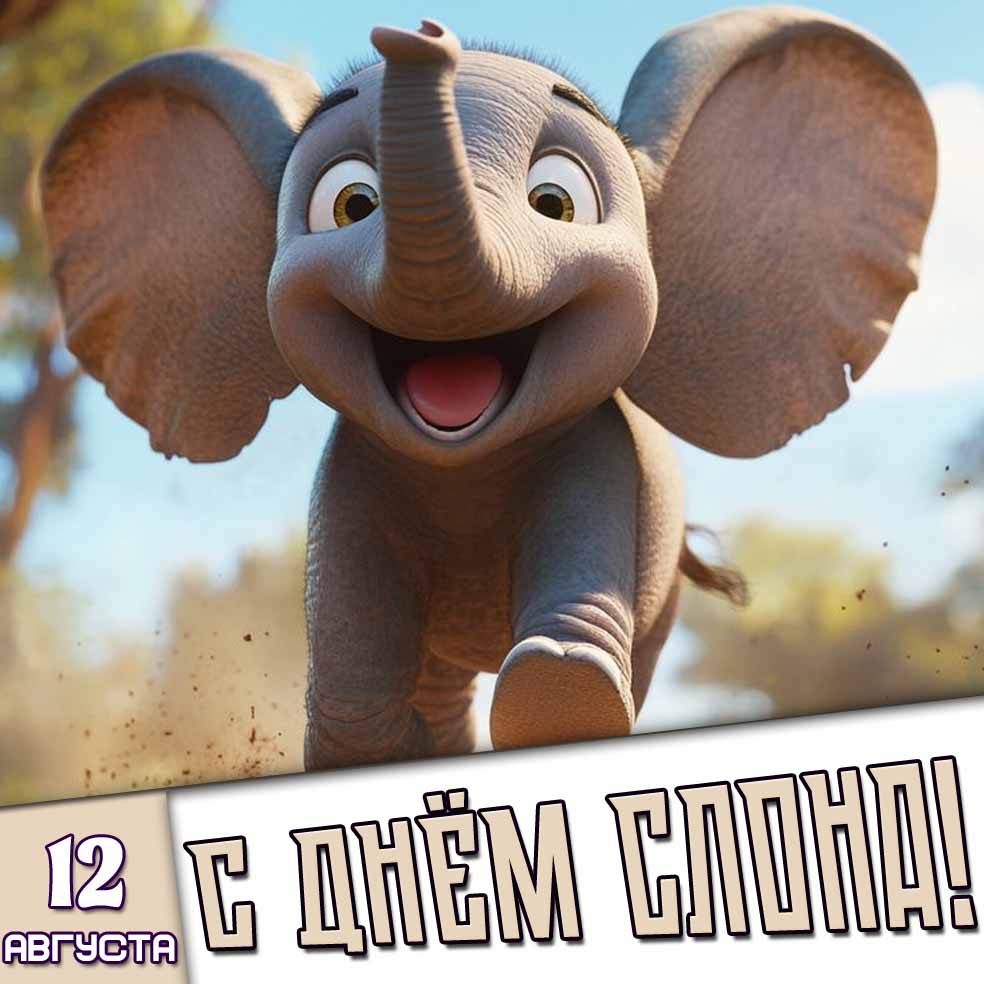 Прикольная картинка 12 августа - с днём слона!