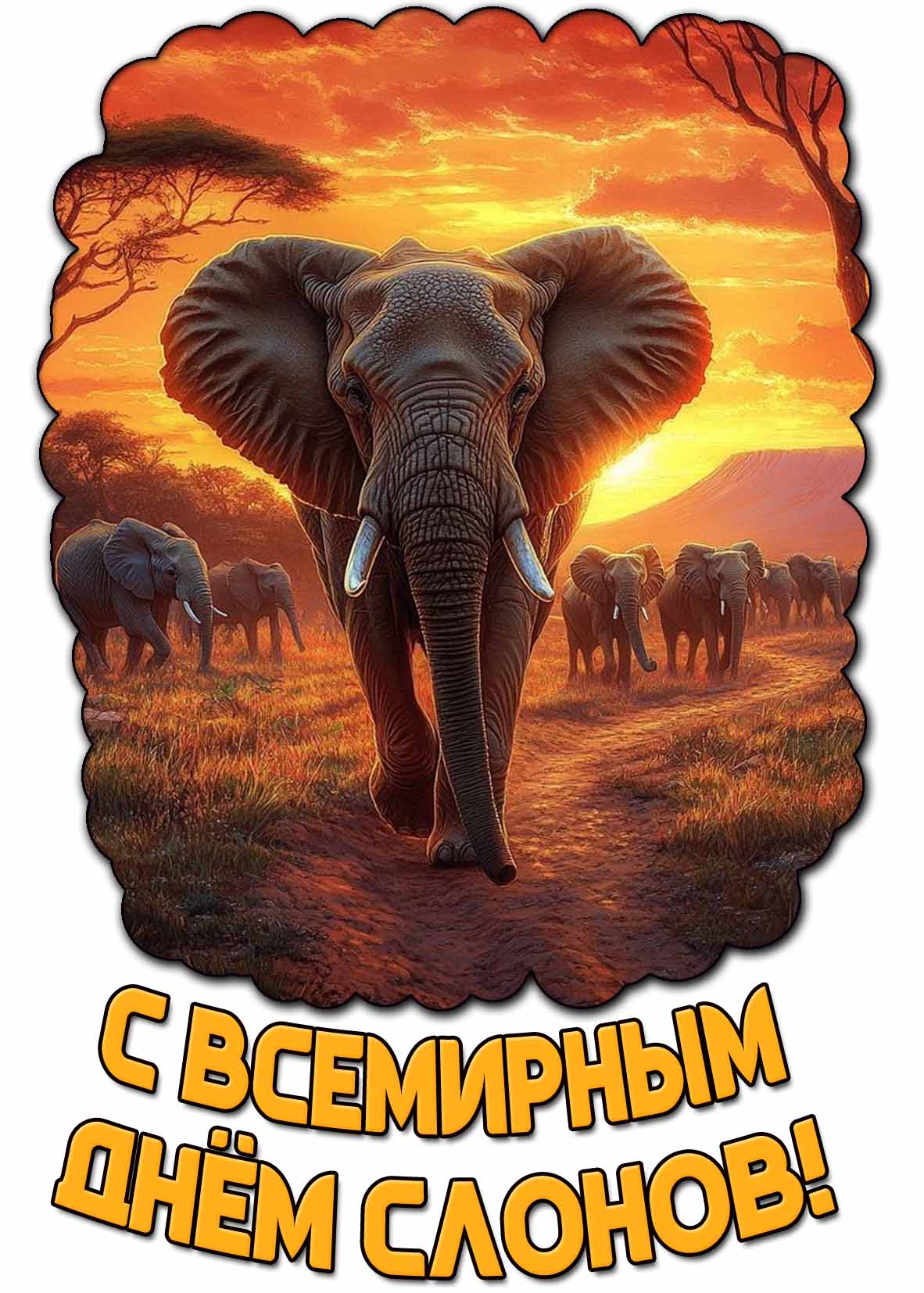 Картинка с Всемирным днём слонов