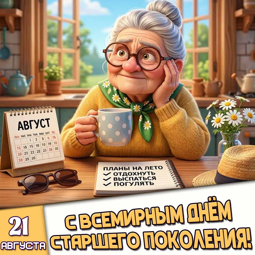 Картинка 21 августа - с Всемирным днём старшего поколения!