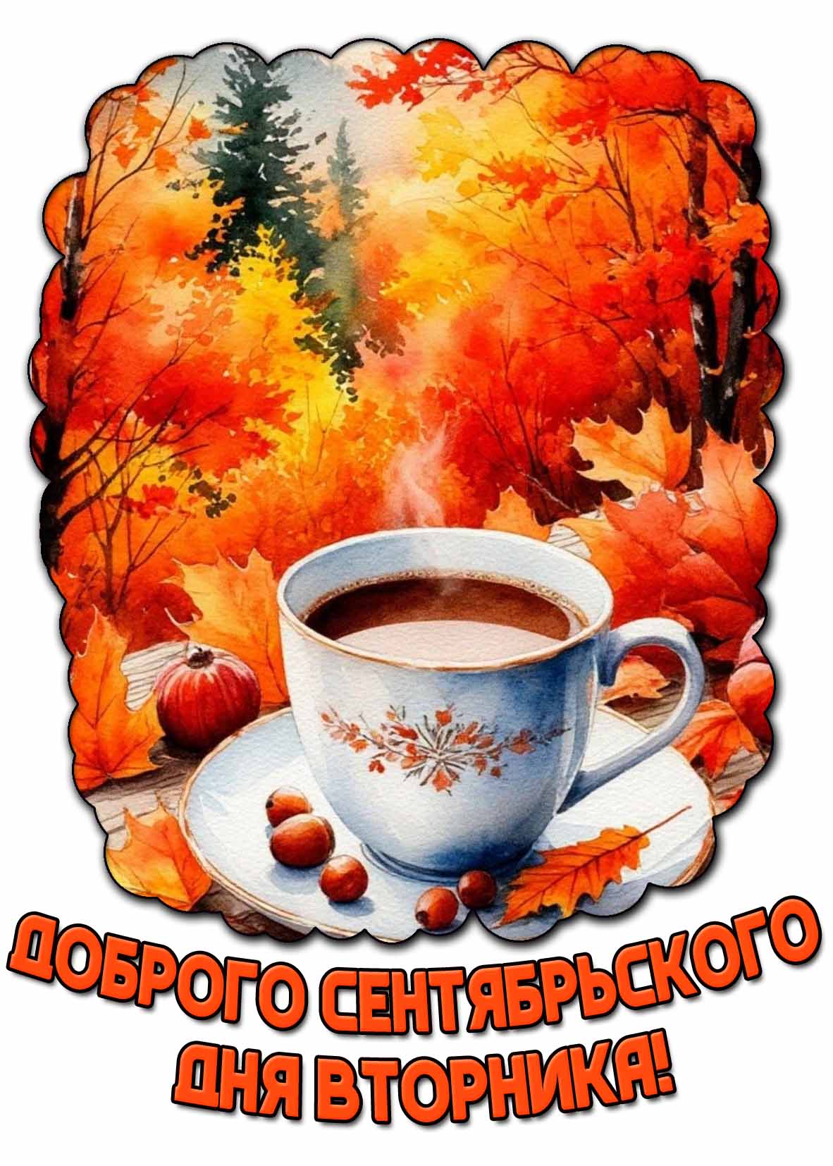Красивая открытка доброго сентябрьского дня вторника