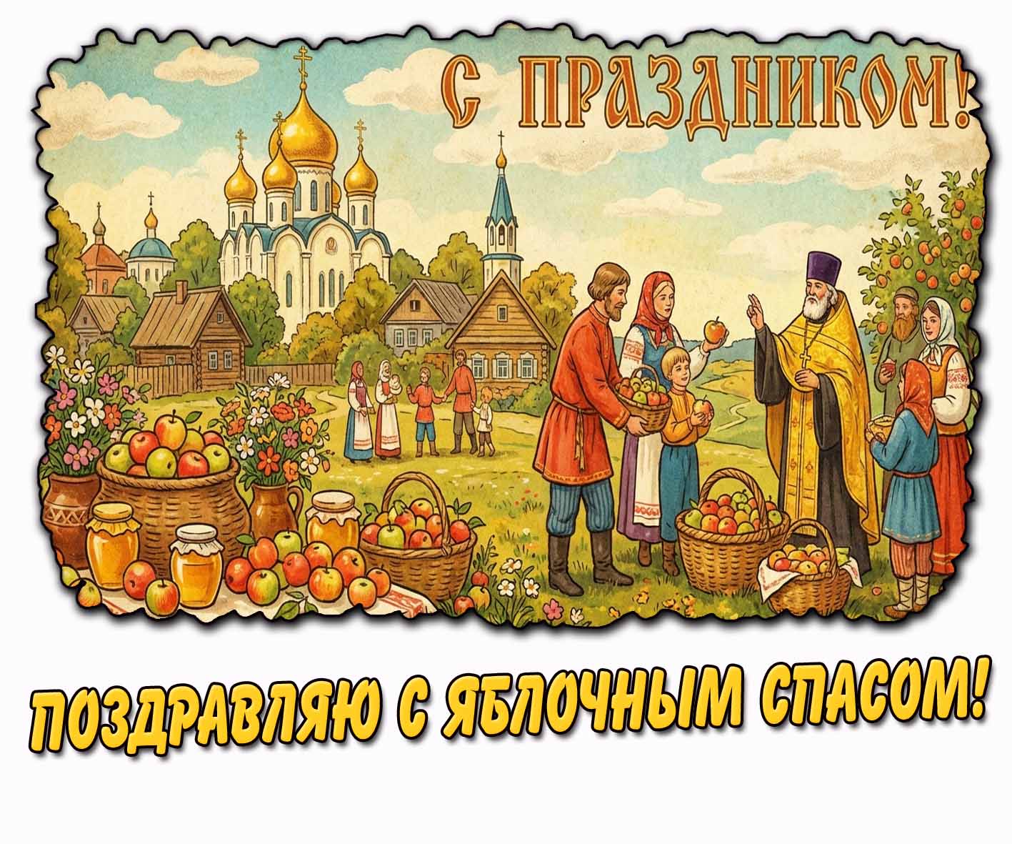 Открытка "Поздравляю с Яблочным Спасом! С праздником!"