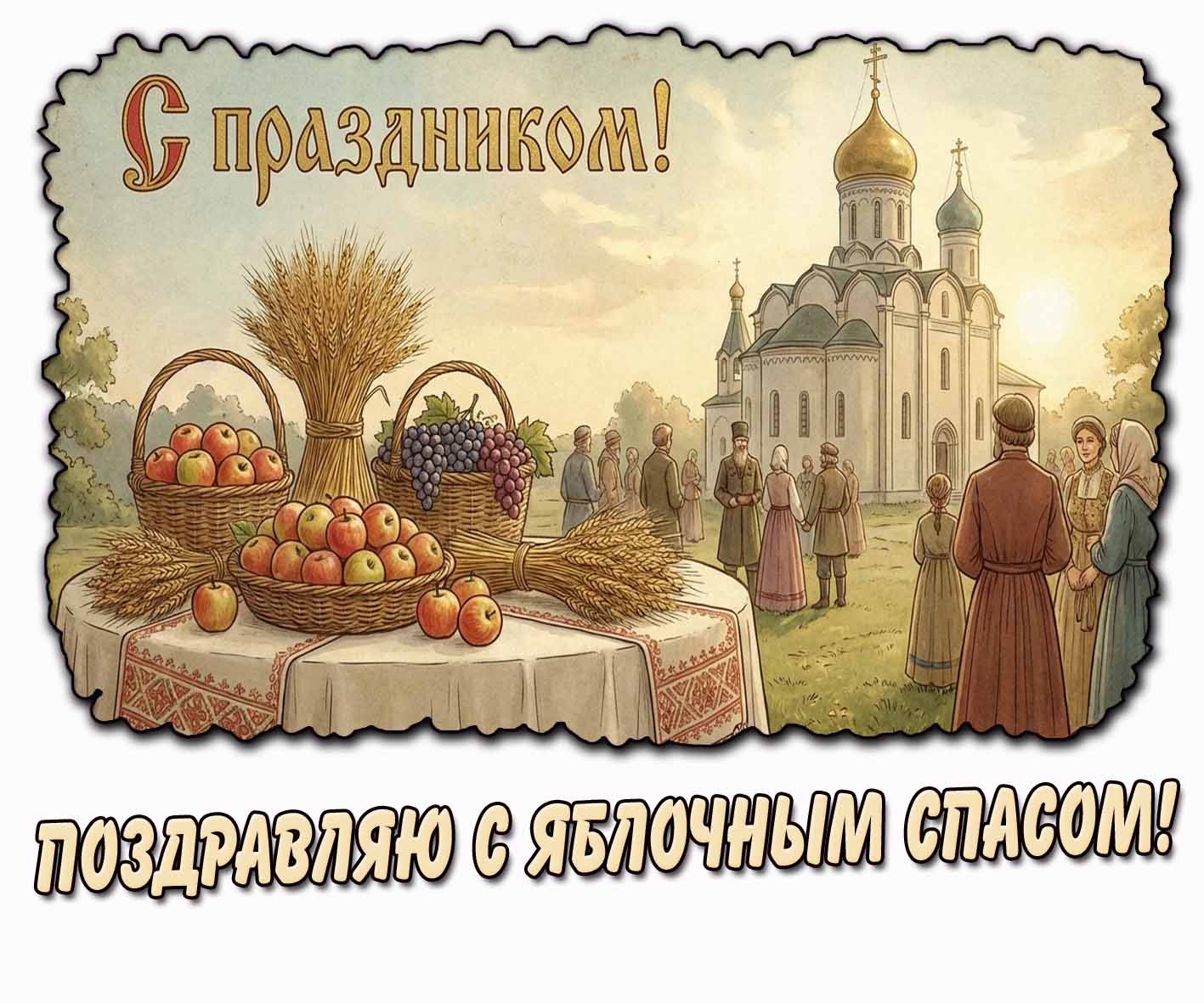 Православная картинка "Поздравляю с Яблочным Спасом! С праздником!"