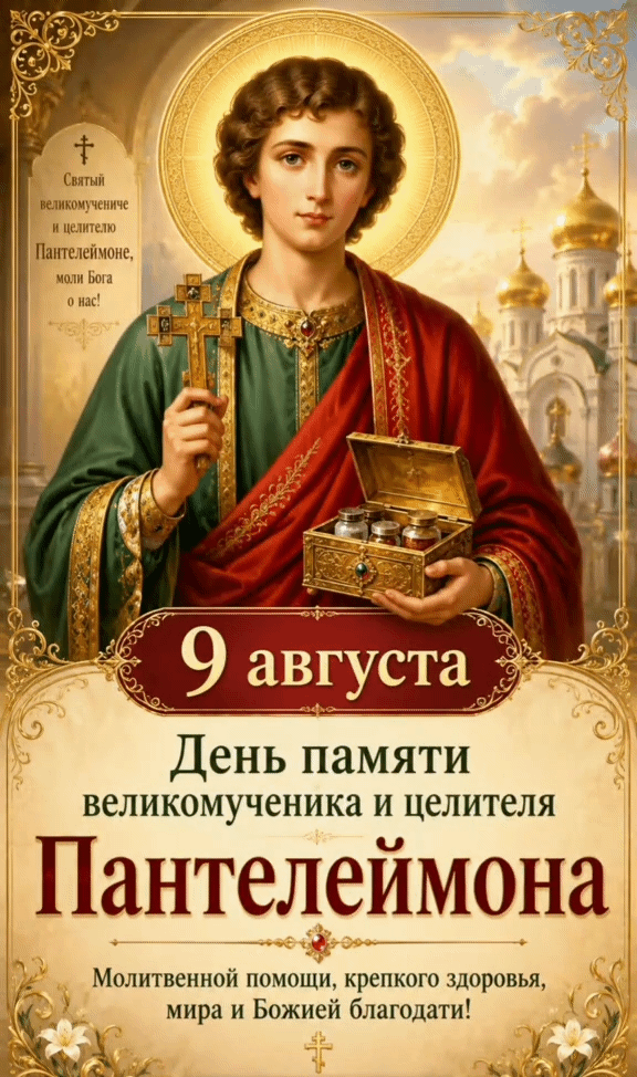 Красивая гифка на день памяти великомученика и целителя Пантелеймона - 9 августа