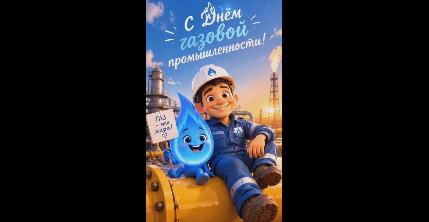 Прикольная видео открытка "С днём газовой промышленности! Газ - это жизнь!"