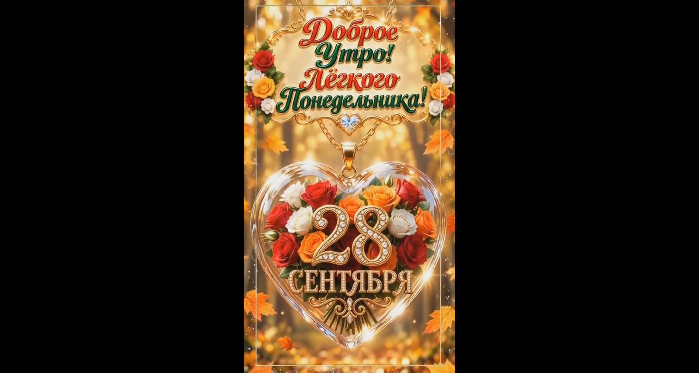 Видео открытка 28 сентября - доброе утро! С последним понедельником уходящего сентября!
