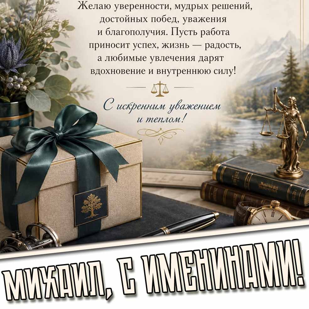Михаил, с именинами! - стильная открытка с пожеланиями