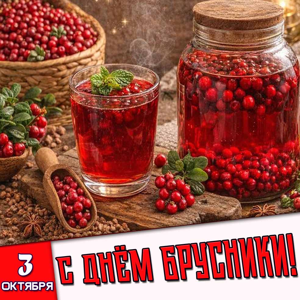 Картинка 3 октября - с днём брусники!