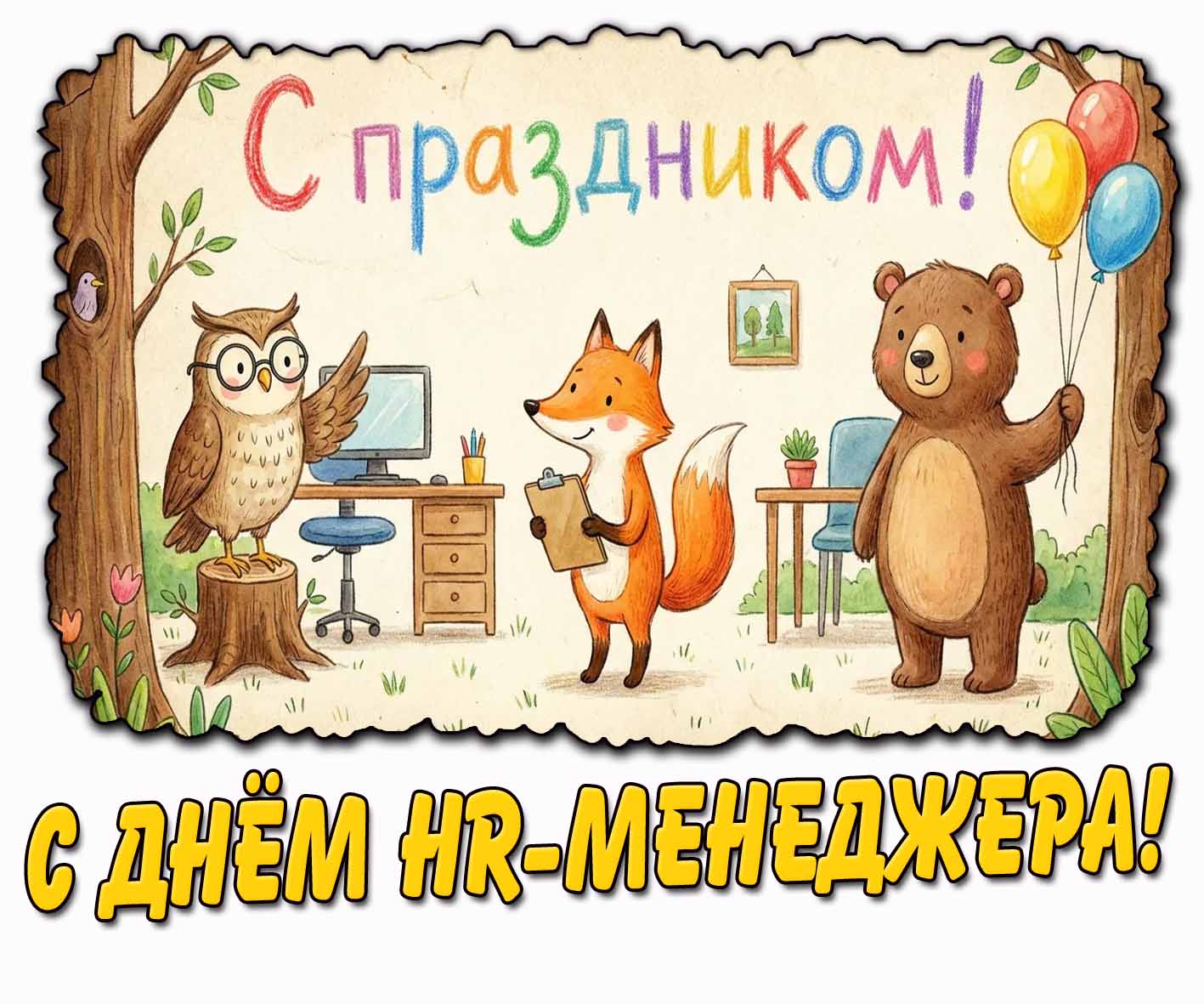 Детская картинка "С днём HR-менеджера! С праздником!"
