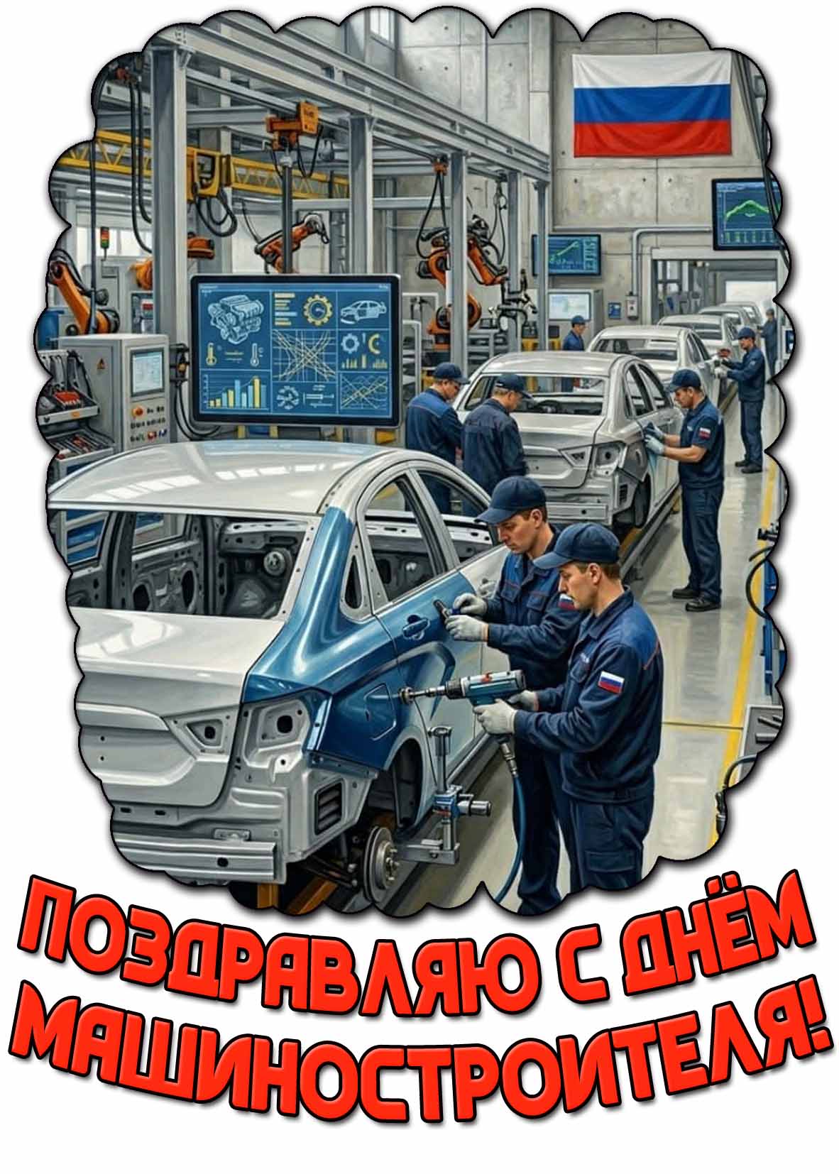 Открытка "Поздравляю с днём машиностроителя!"
