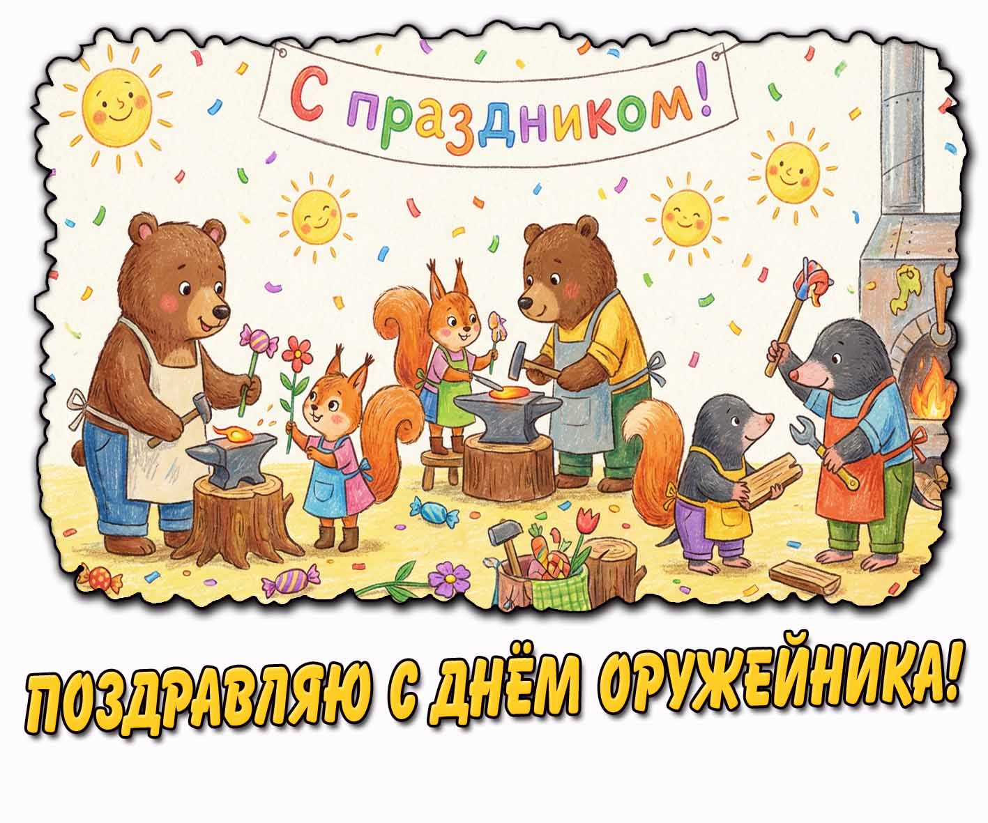Детская открытка "Поздравляю с днём оружейника! С праздником!"