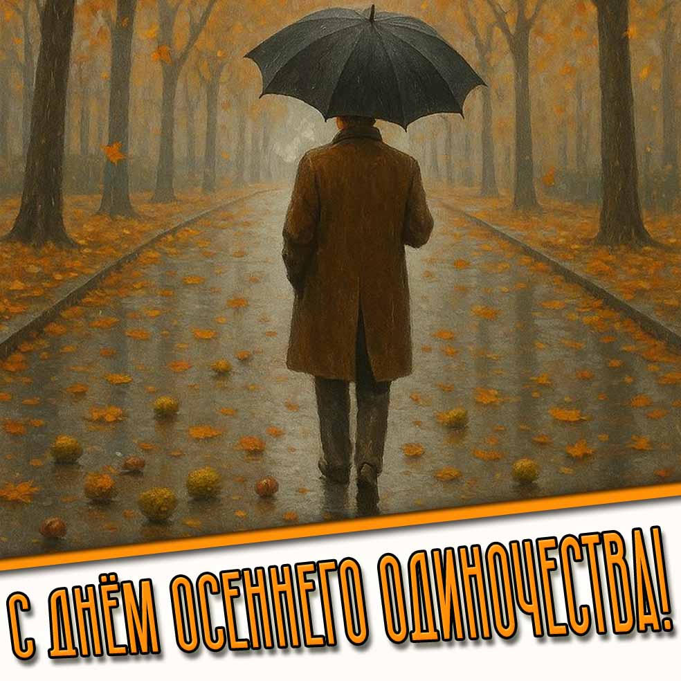 С днём осеннего одиночества! - дождливая открытка