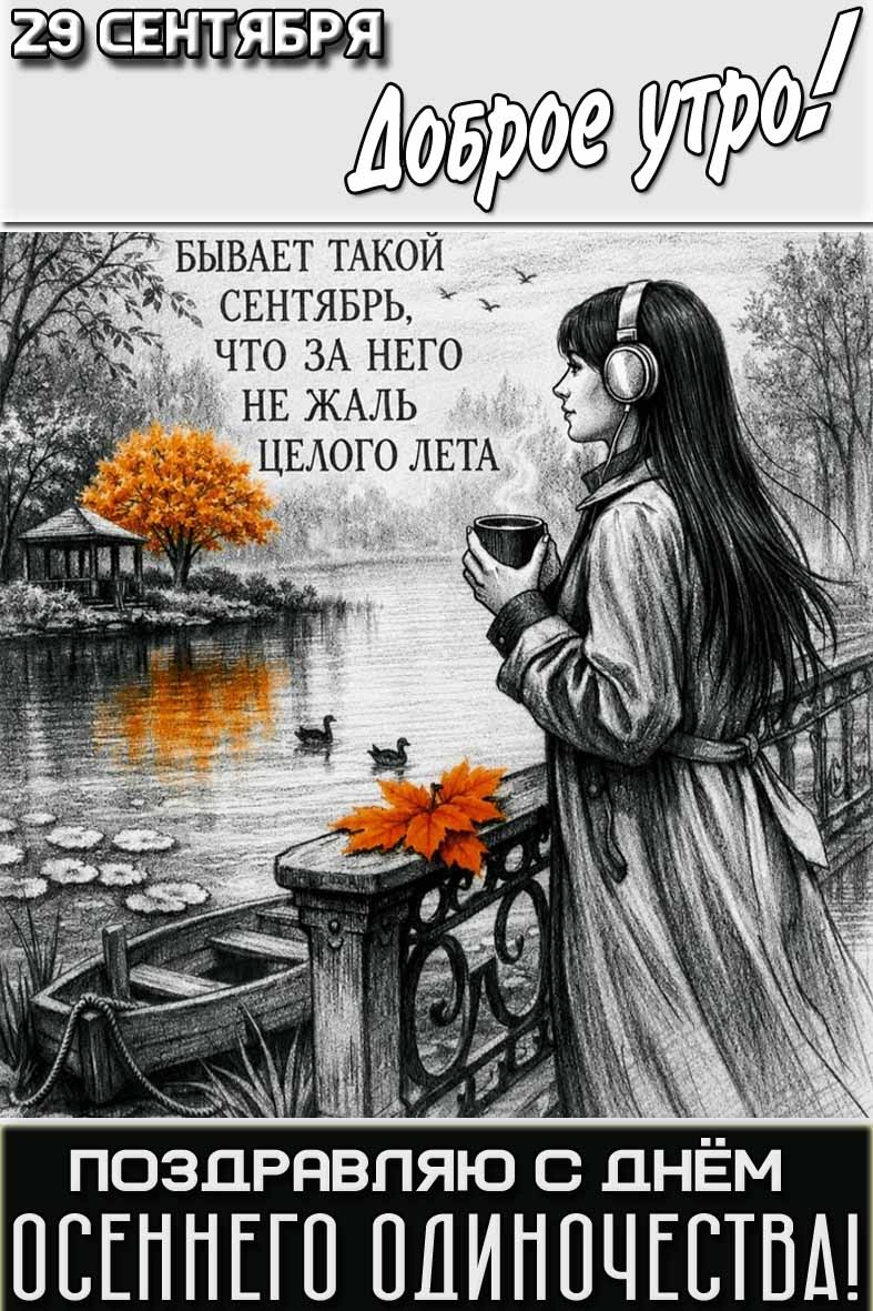 Картинка "29 сентября доброе утро! Поздравляю с днём осеннего одиночества!"