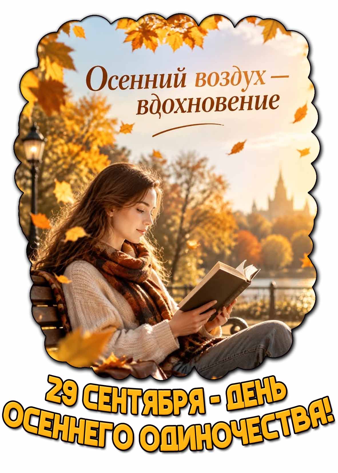 Открытка 29 сентября - день осеннего одиночества! Осенний воздух - вдохновение!