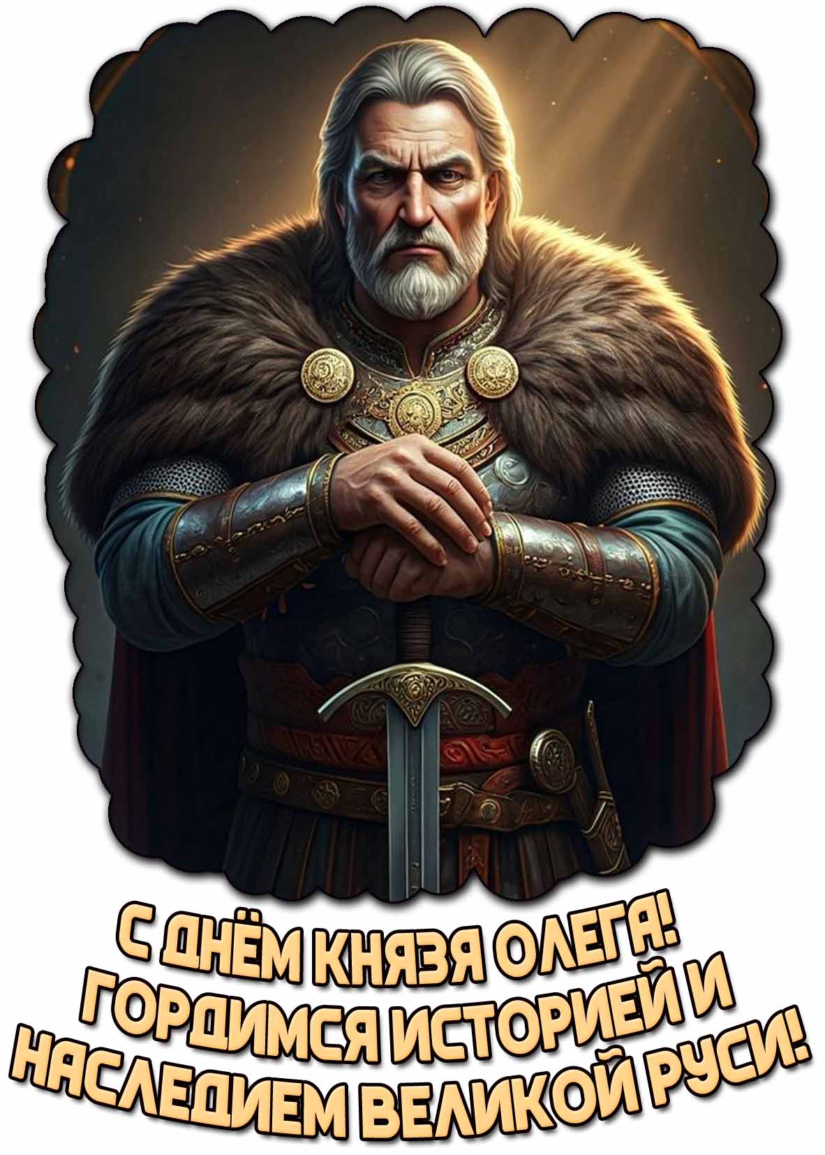 Открытка "С днём князя Олега! Гордимся историей и наследием Великой Руси!"