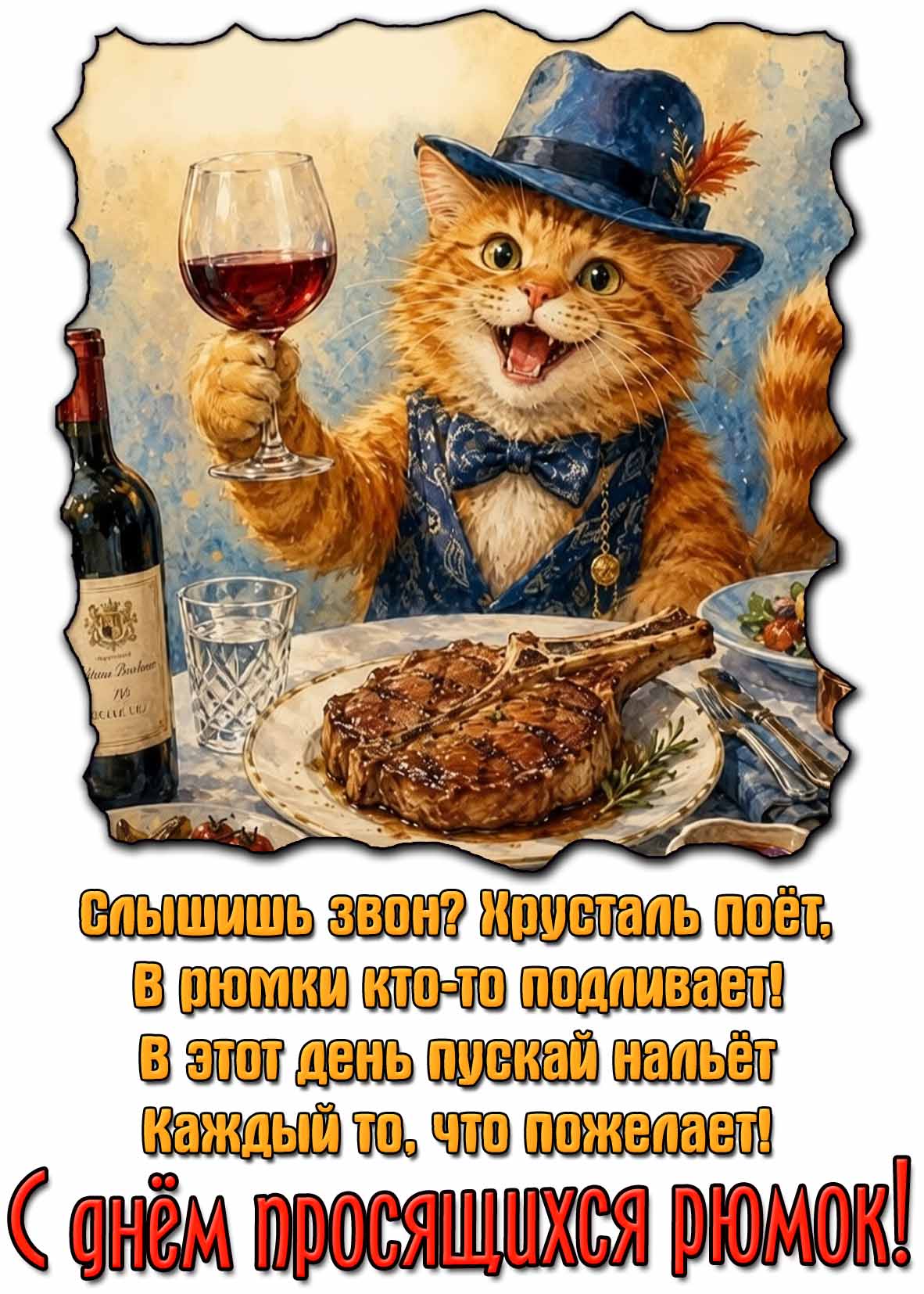 С днём просящихся рюмок! - прикольная картинка со стишком
