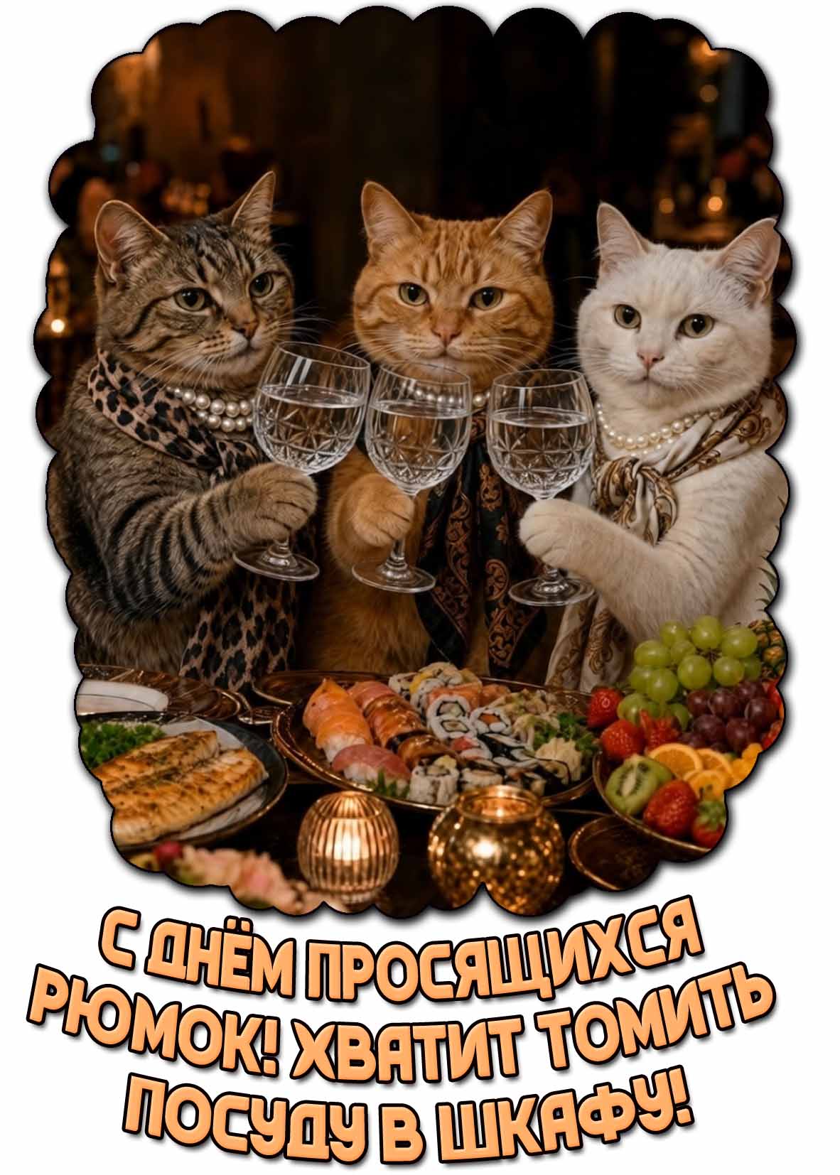 Картинка "С днём просящихся рюмок! Хватит томить посуду в шкафу!"
