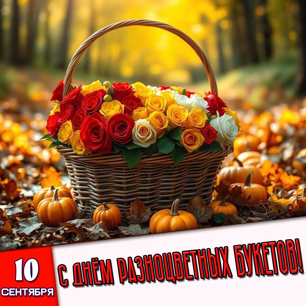 Картинка 10 сентября - с днём разноцветных букетов!