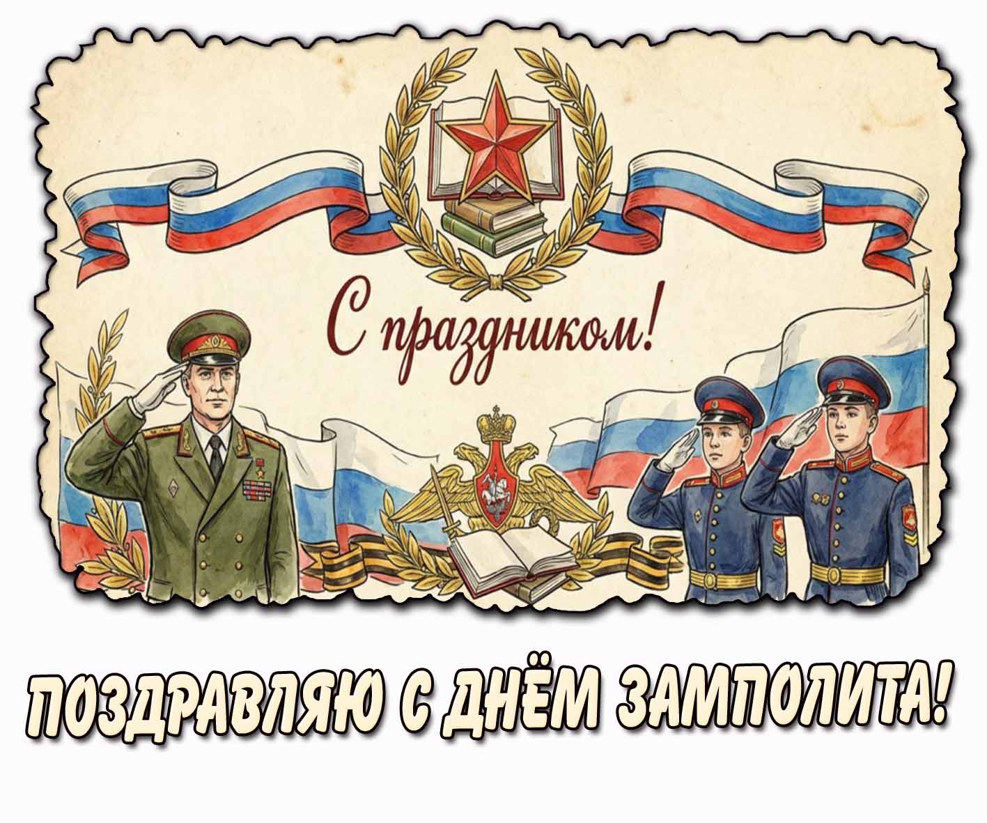 Советская картинка "Поздравляю с днём замполита! С праздником!"