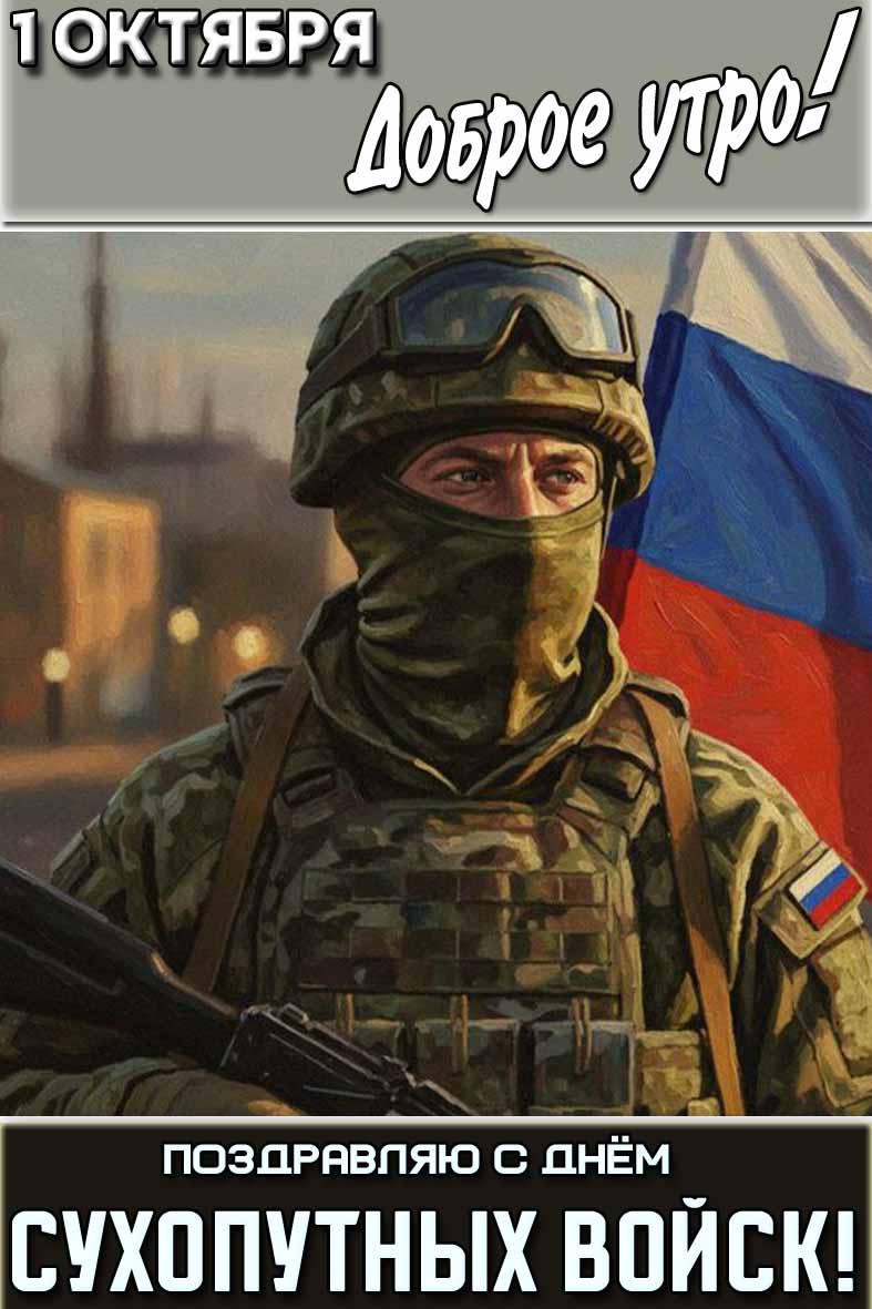 Картинка "1 октября доброе утро! Поздравляю с днём Сухопутных войск!"