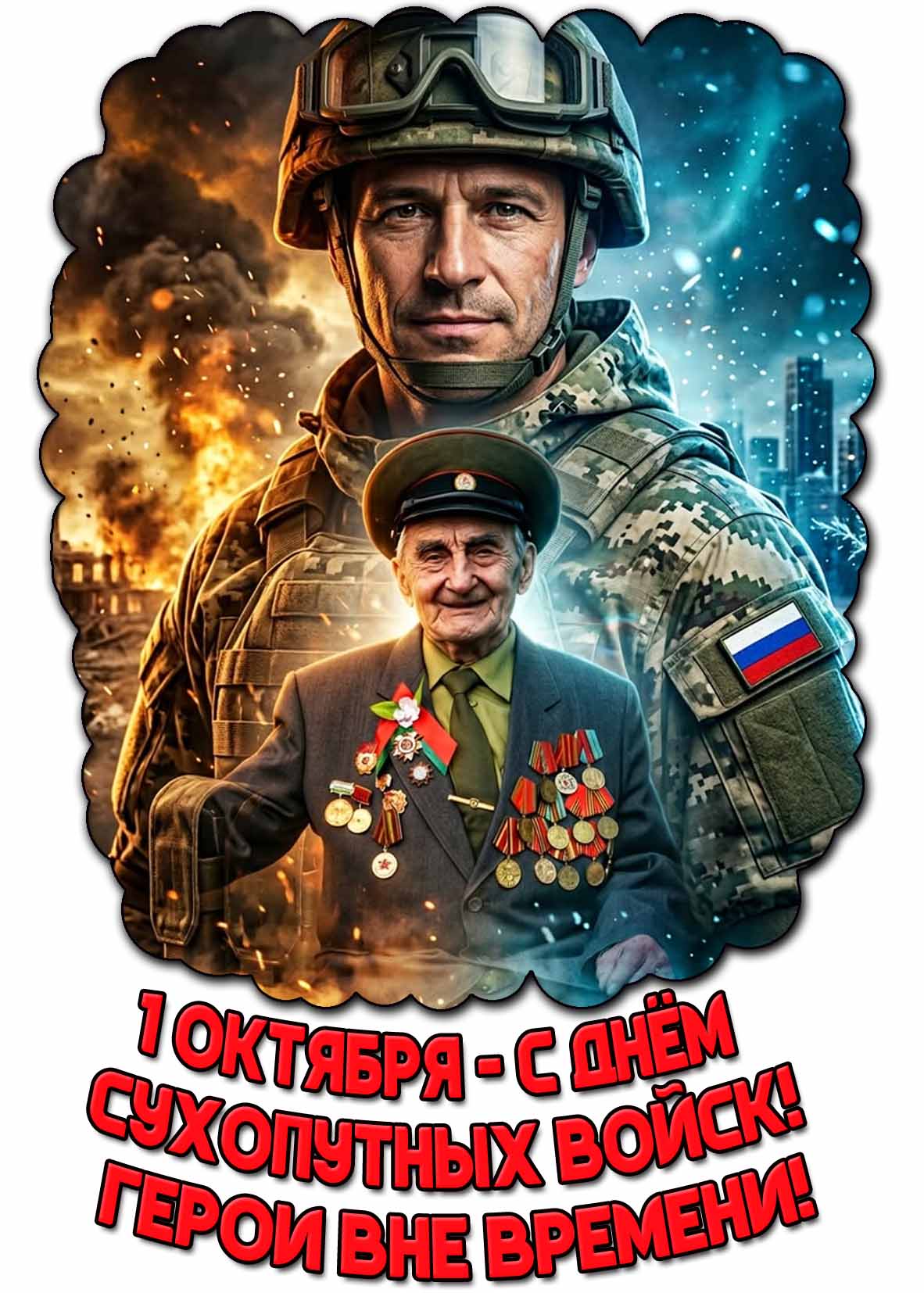 Красивая картинка 1 октября - с днём Сухопутных войск! Герои вне времени!