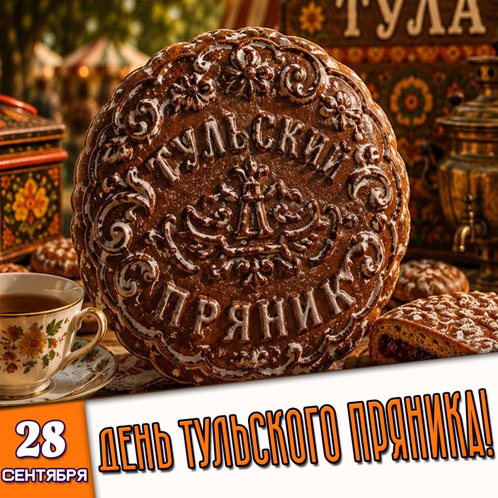 Красивая открытка 28 сентября - день Тульского пряника!