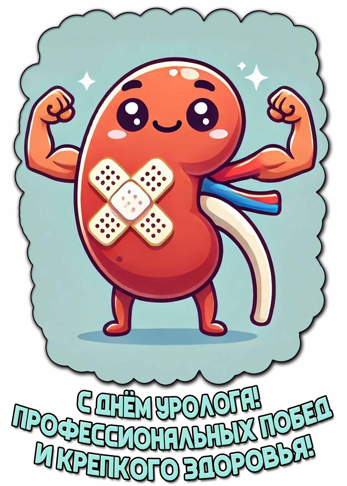 Прикольная открытка "С днём уролога! Профессиональных побед и крепкого здоровья!"