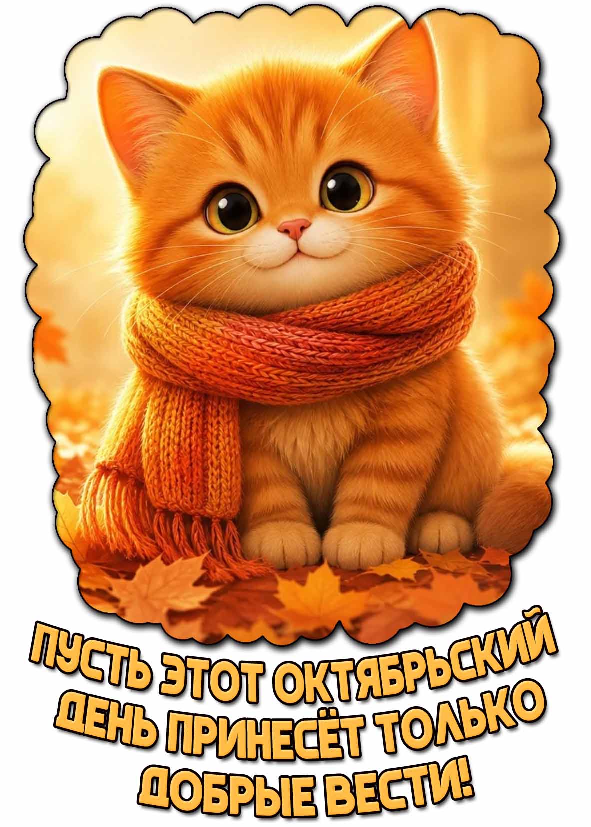 Открытка "Пусть этот октябрьский день принесёт только добрые вести!"