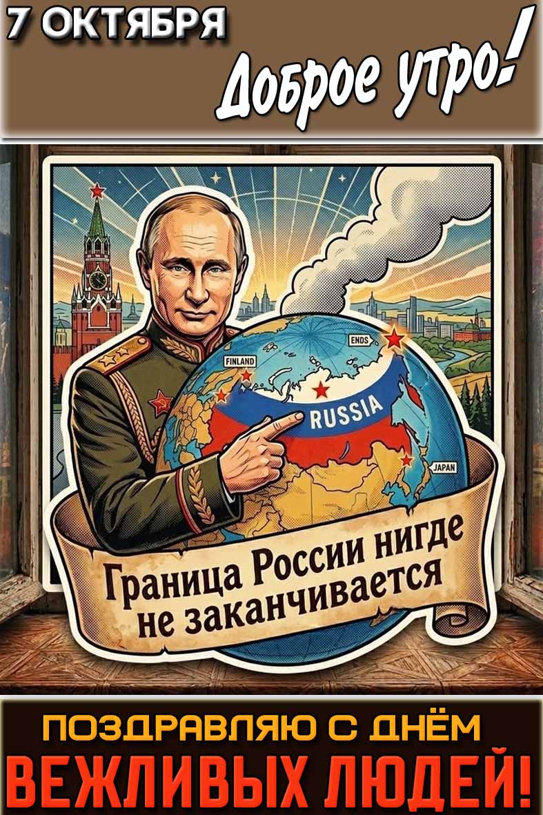 Картинка "7 октября доброе утро! Поздравляю с днём вежливых людей! Границы России нигде не заканчиваются!"