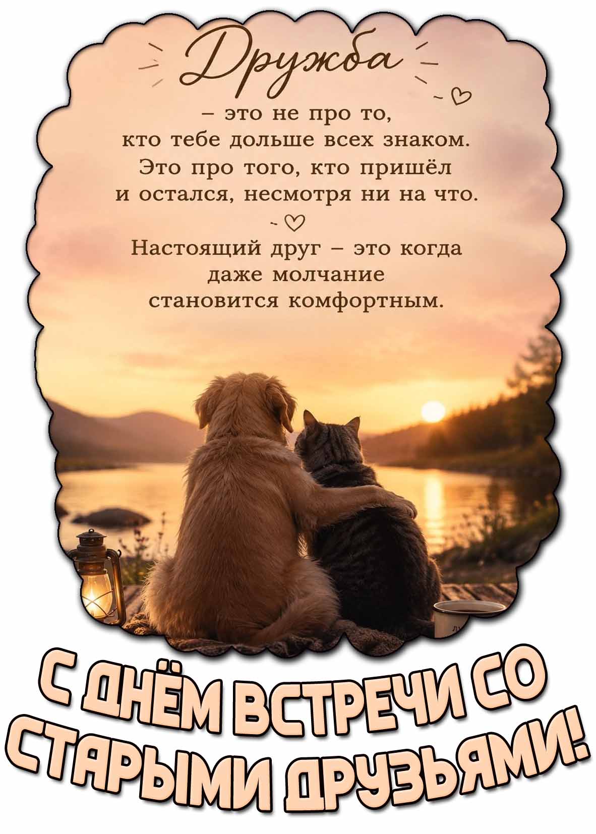 Поздравительная открытка с днём встречи со старыми друзьями